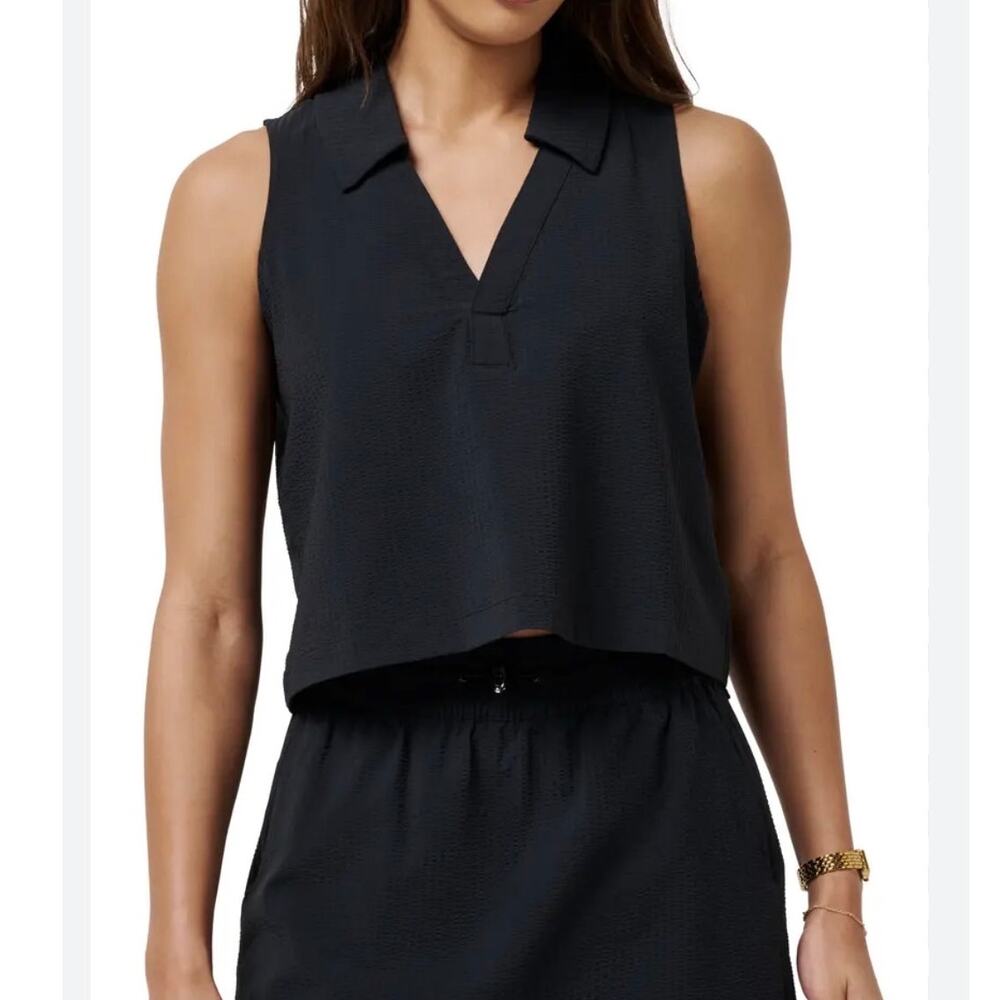 Travis Mathew Timeless BreezeBlend Sleeveless Polo Black Womens Large